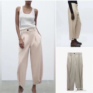 Zara pleated high waisted tapered trousers